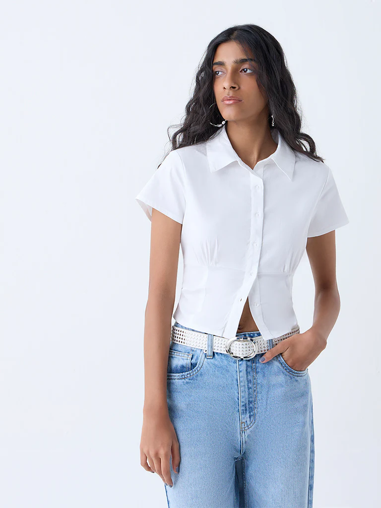 Nuon White Solid Shirt - Image 2