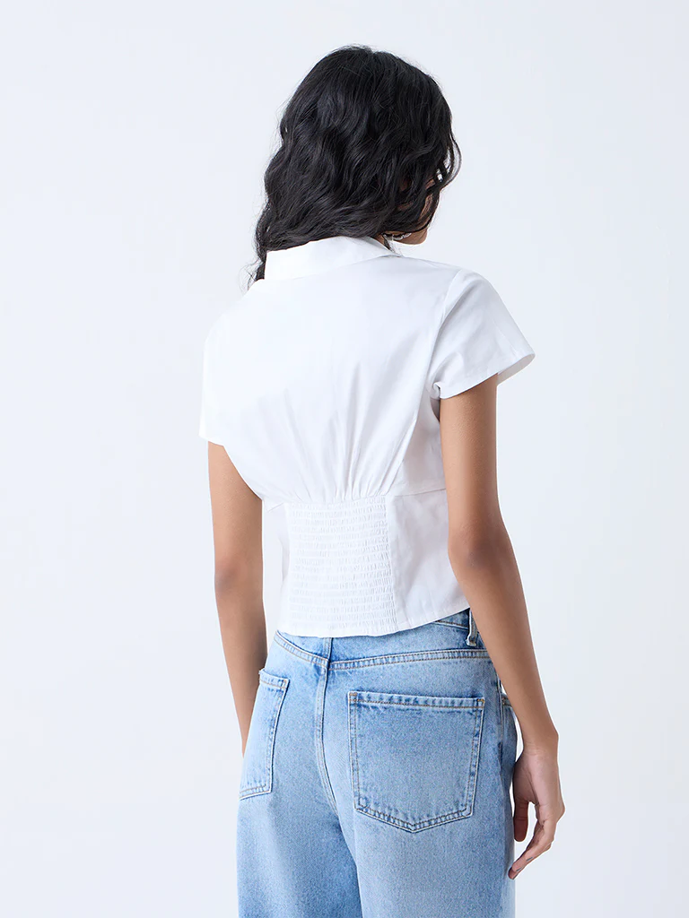 Nuon White Solid Shirt - Image 4