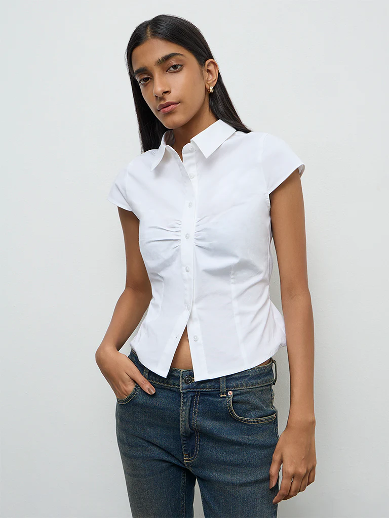 Nuon White Solid Shirt - Image 2