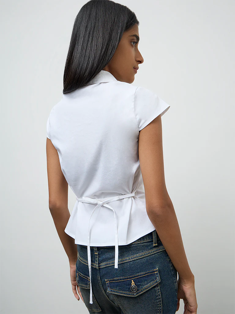 Nuon White Solid Shirt - Image 4