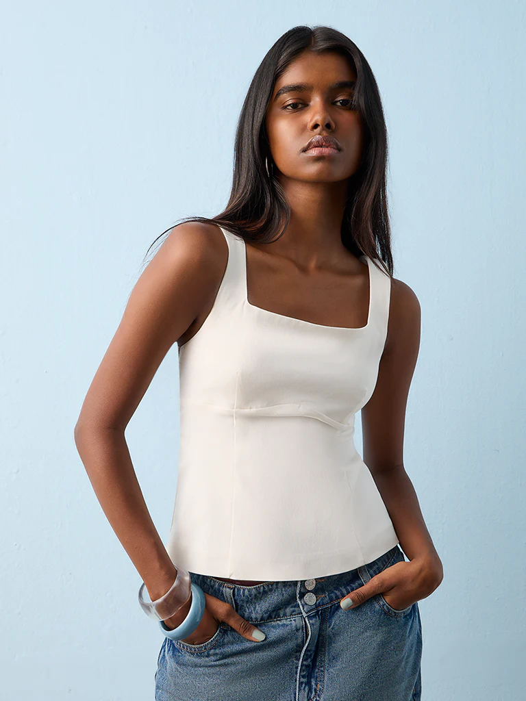 Nuon White Solid Top - Image 2
