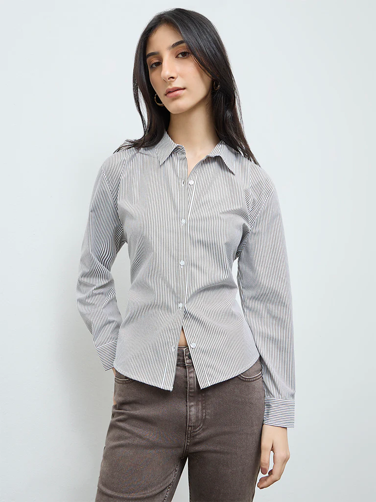 Nuon White Striped Shirt