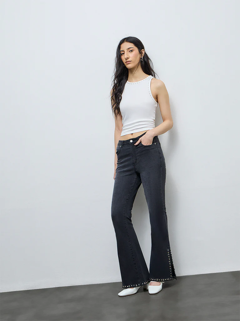 Nuon White Stud-Detailed Tank Top - Image 2