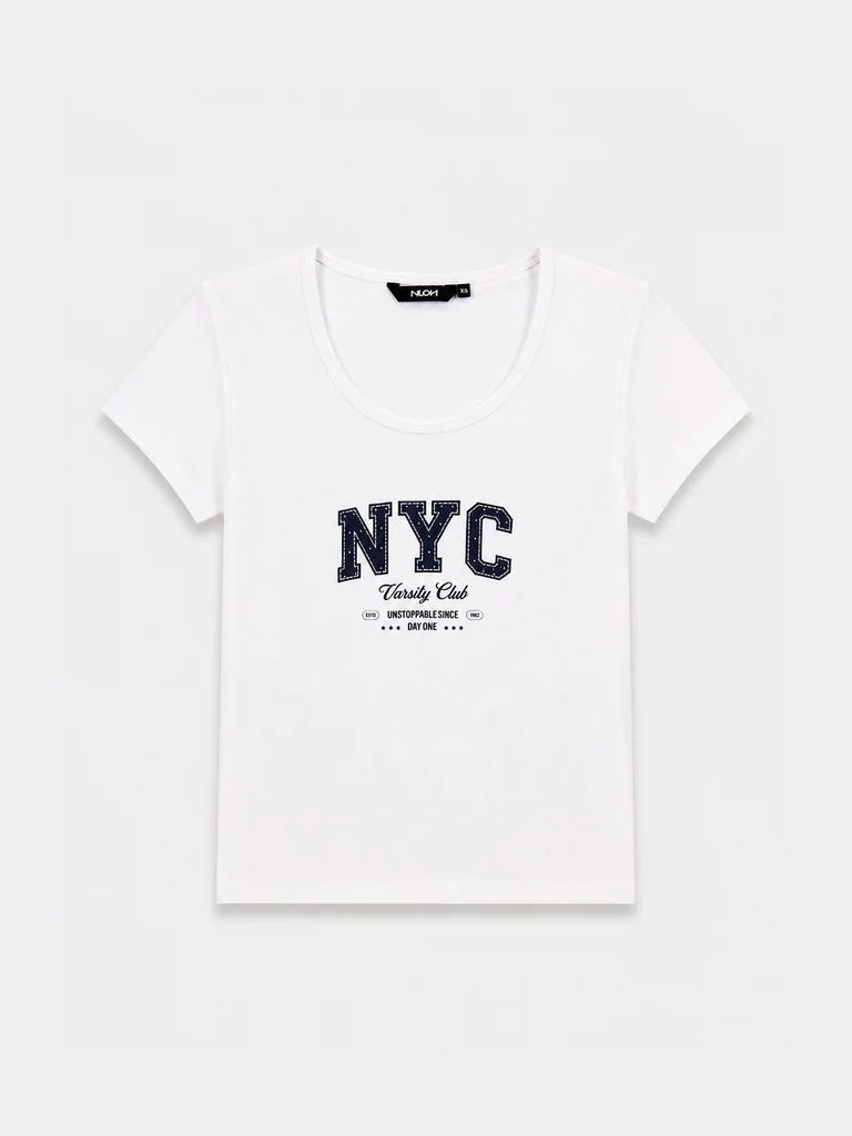 Nuon White Text Printed Cotton-Blend T-Shirt - Image 5