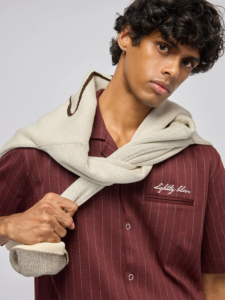 Nuon Wine Pinstriped Relaxed-Fit Shirt - Image 2