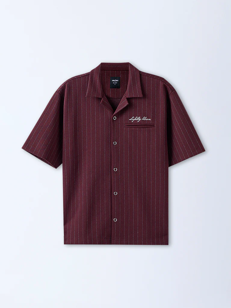 Nuon Wine Pinstriped Relaxed-Fit Shirt - Image 4
