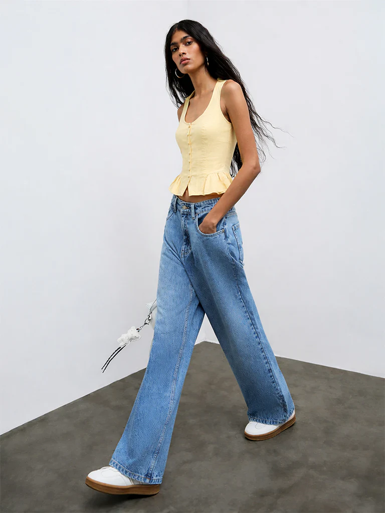 Nuon Yellow Cotton-Blend Top - Image 2