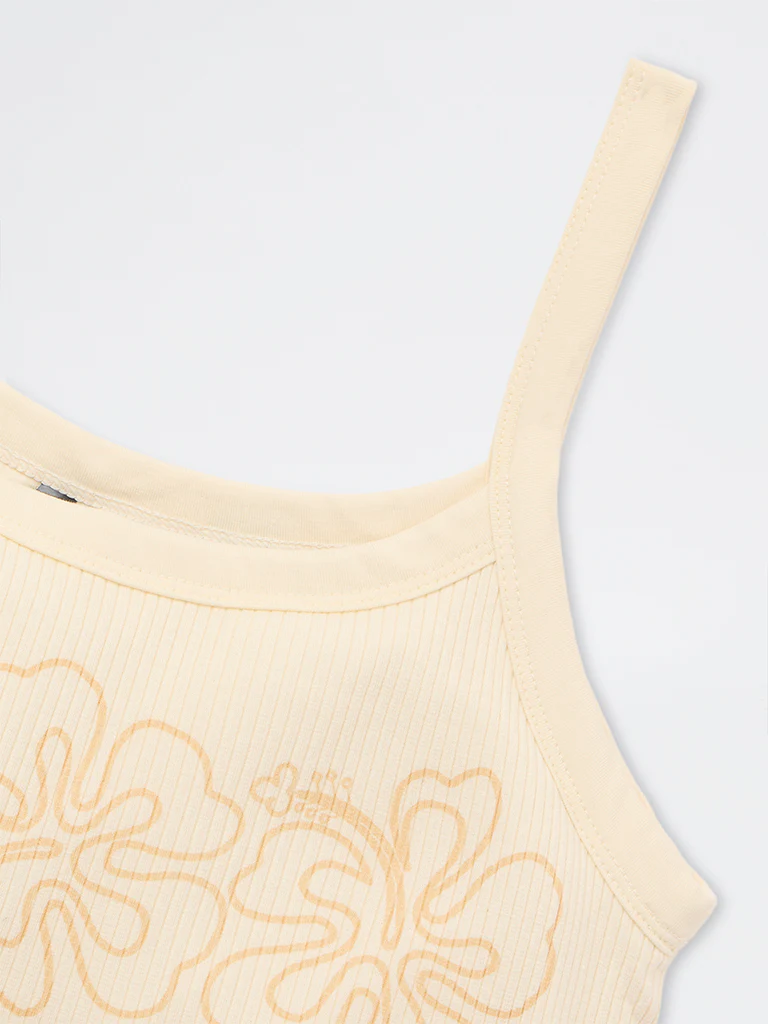 Nuon Yellow Floral Design Cotton Crop Top - Image 7