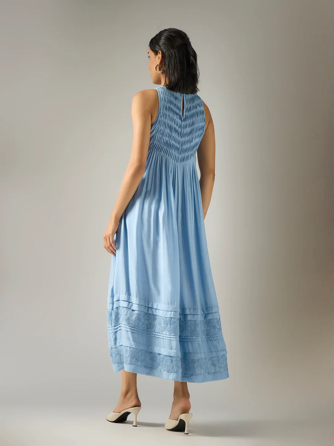 Pintuck Maxi Dress Blue - Image 6