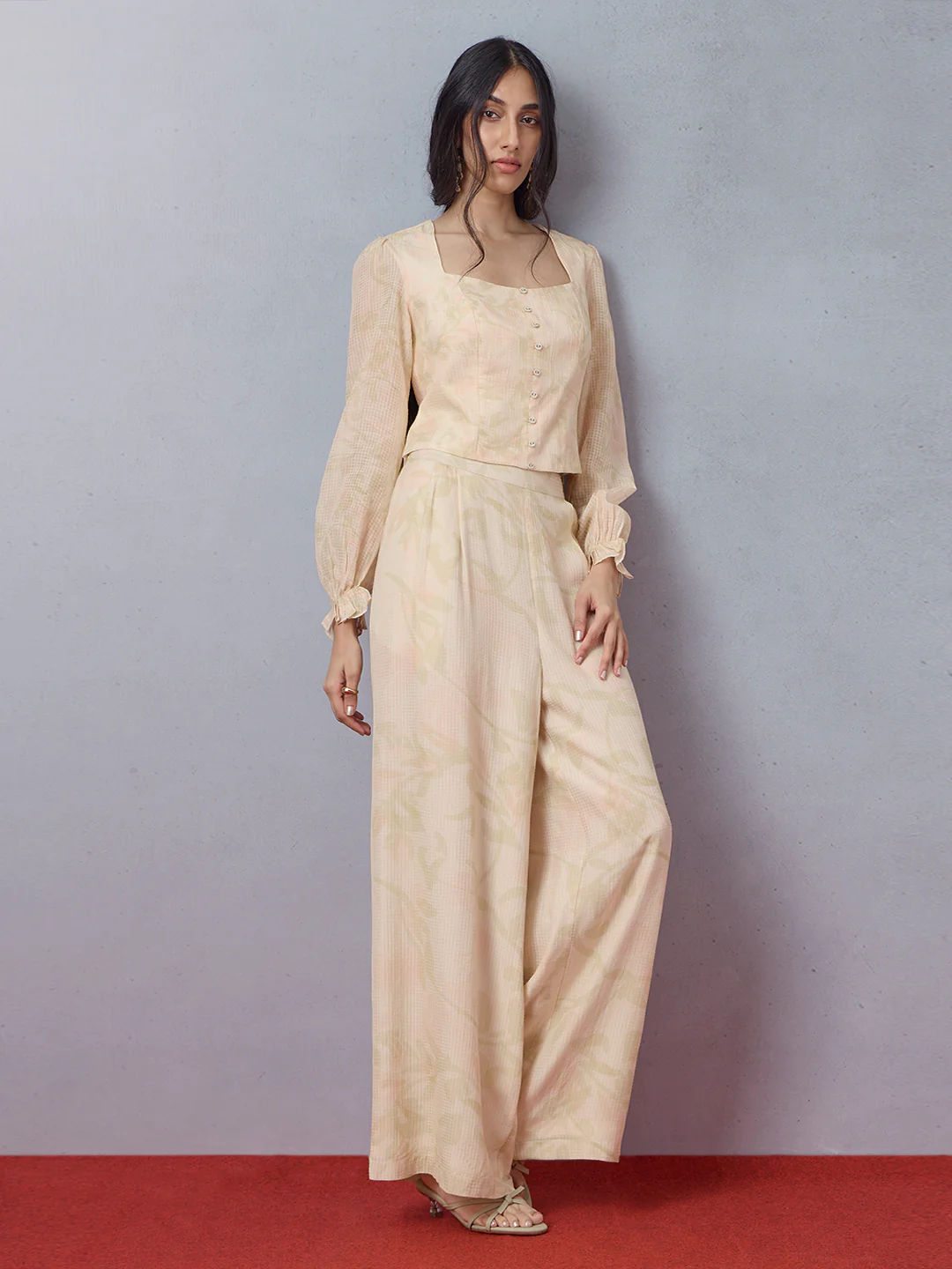 Printed Co-ord Set - Beige - Image 2