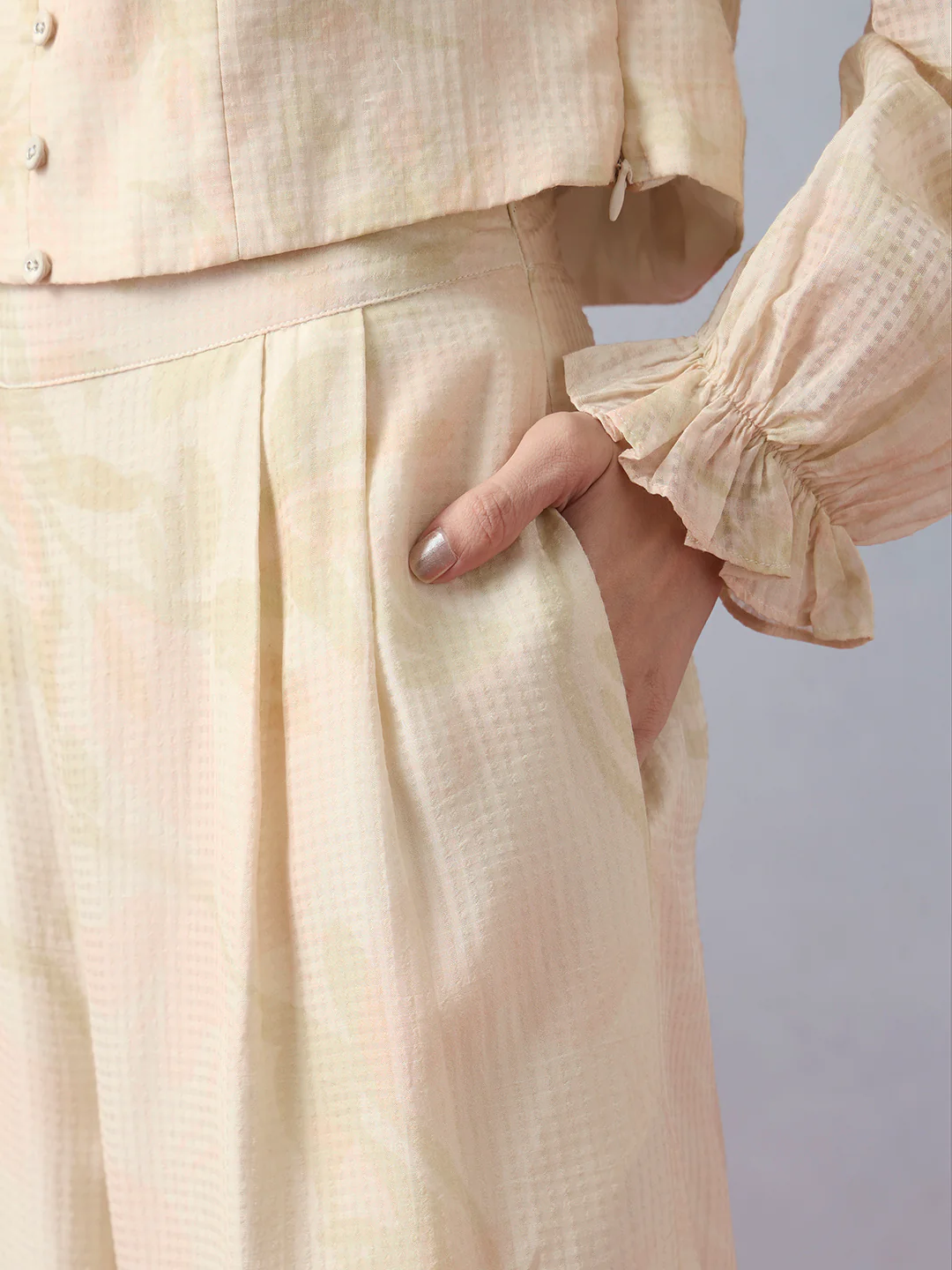Printed Co-ord Set - Beige - Image 4