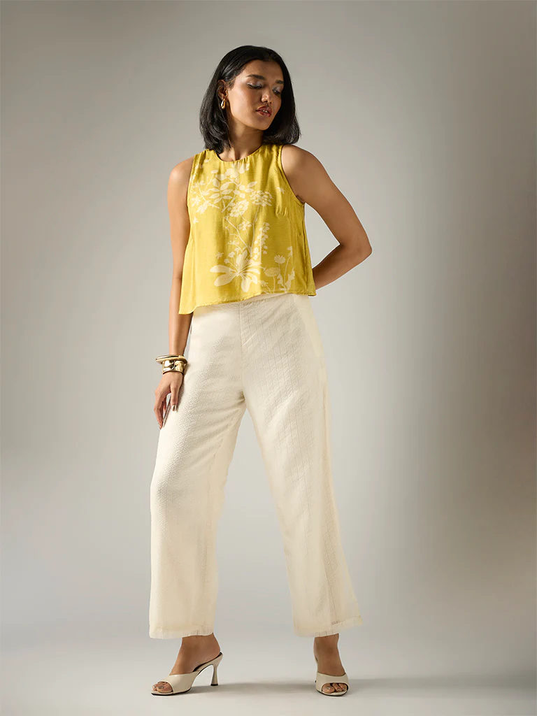 Printed Crop Top – Yellow - Image 2