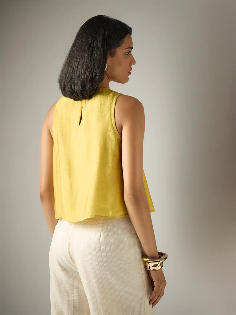 Printed Crop Top – Yellow - Image 4