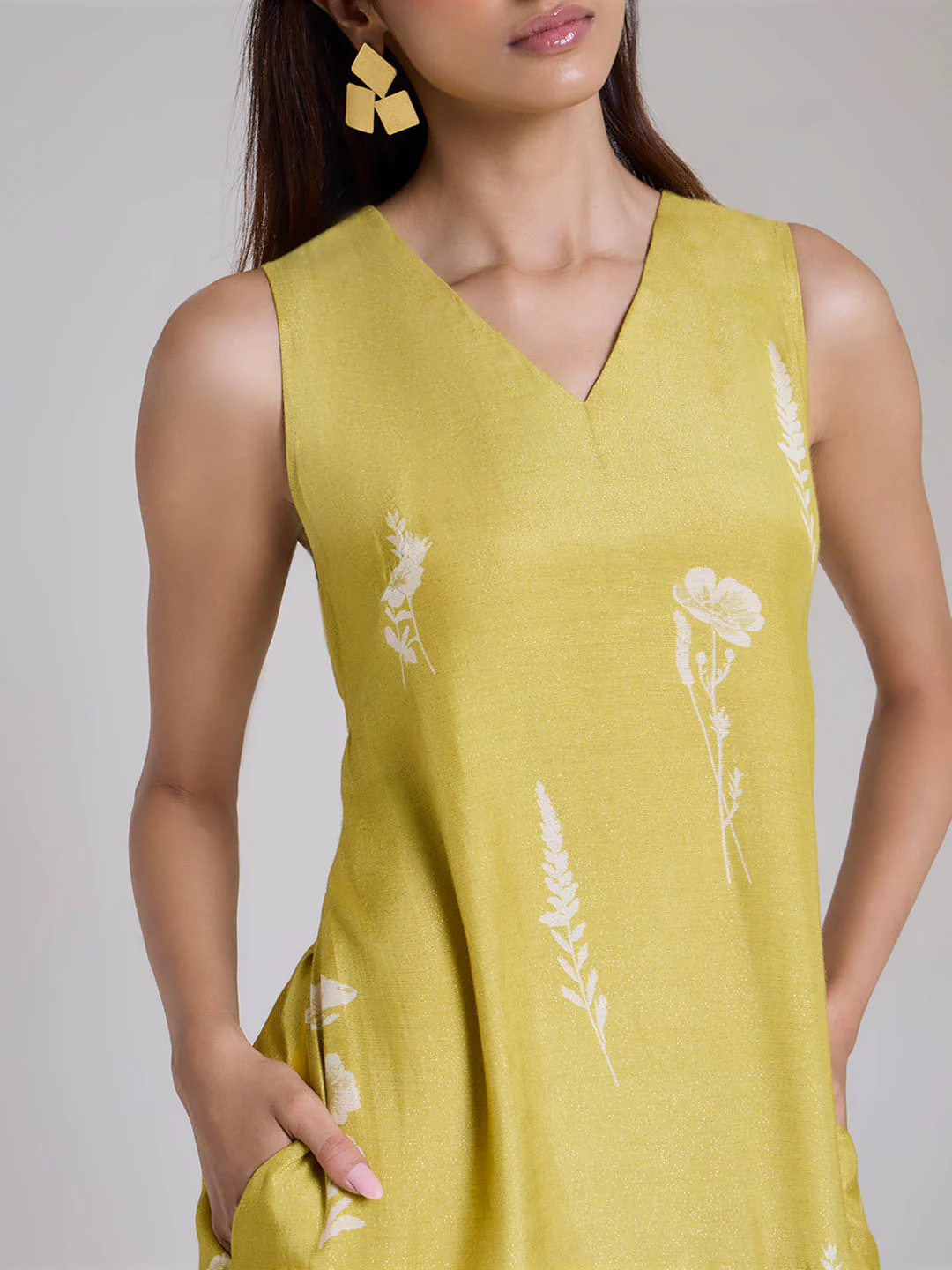 Printed High-Low Dress - Yellow - Image 4