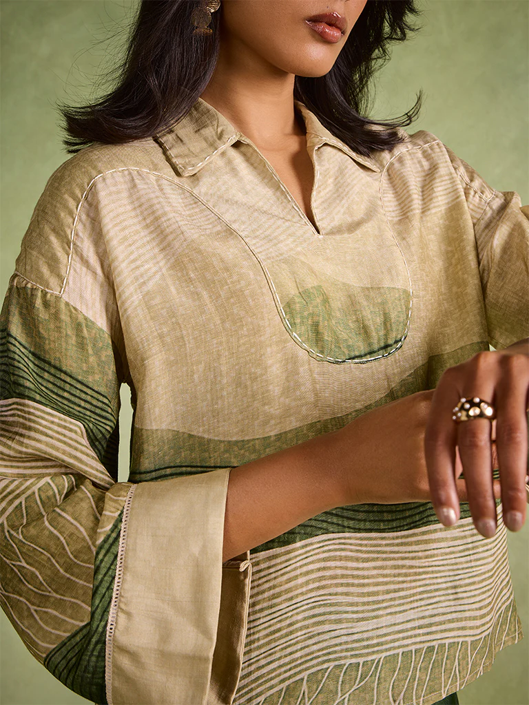 Printed Top – Green - Image 3