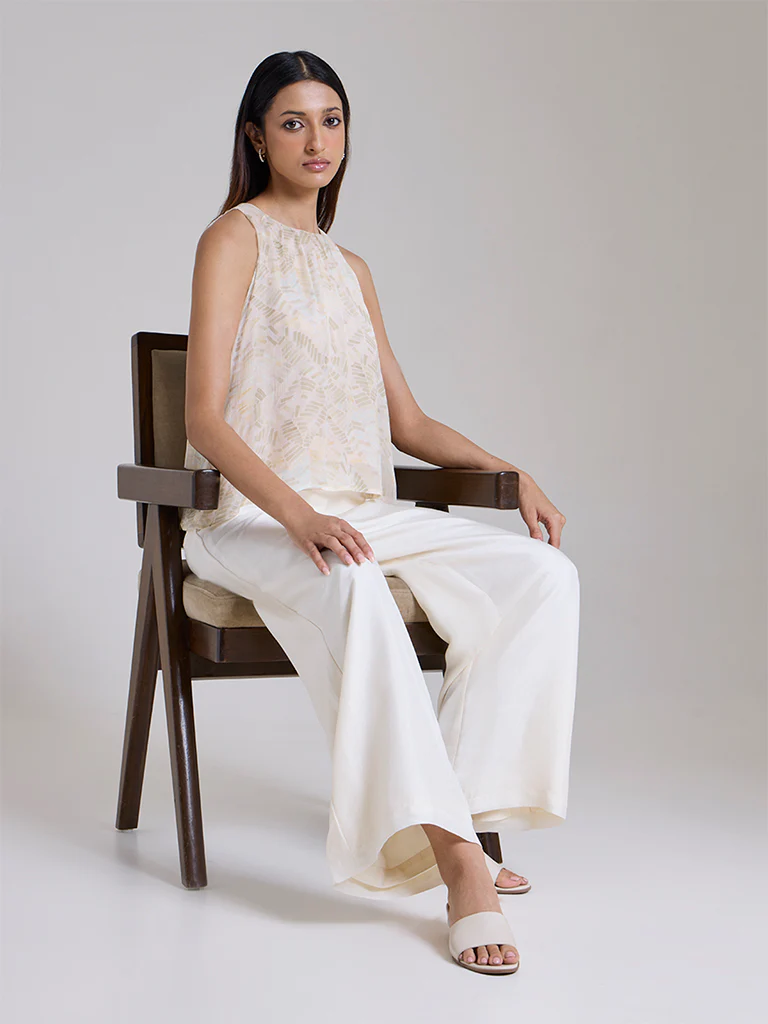 Printed Top – Ivory