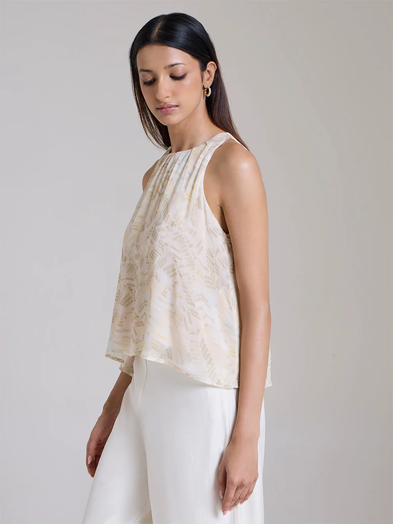 Printed Top – Ivory - Image 2