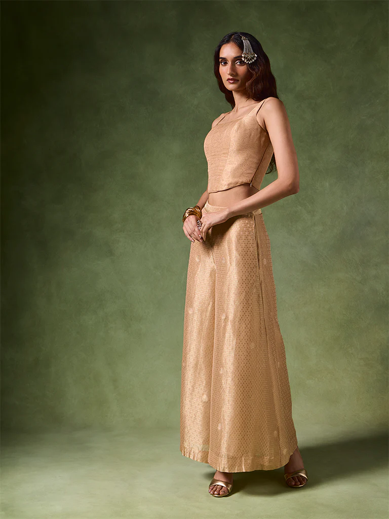 Printed Wide-Leg Palazzo – Gold - Image 2