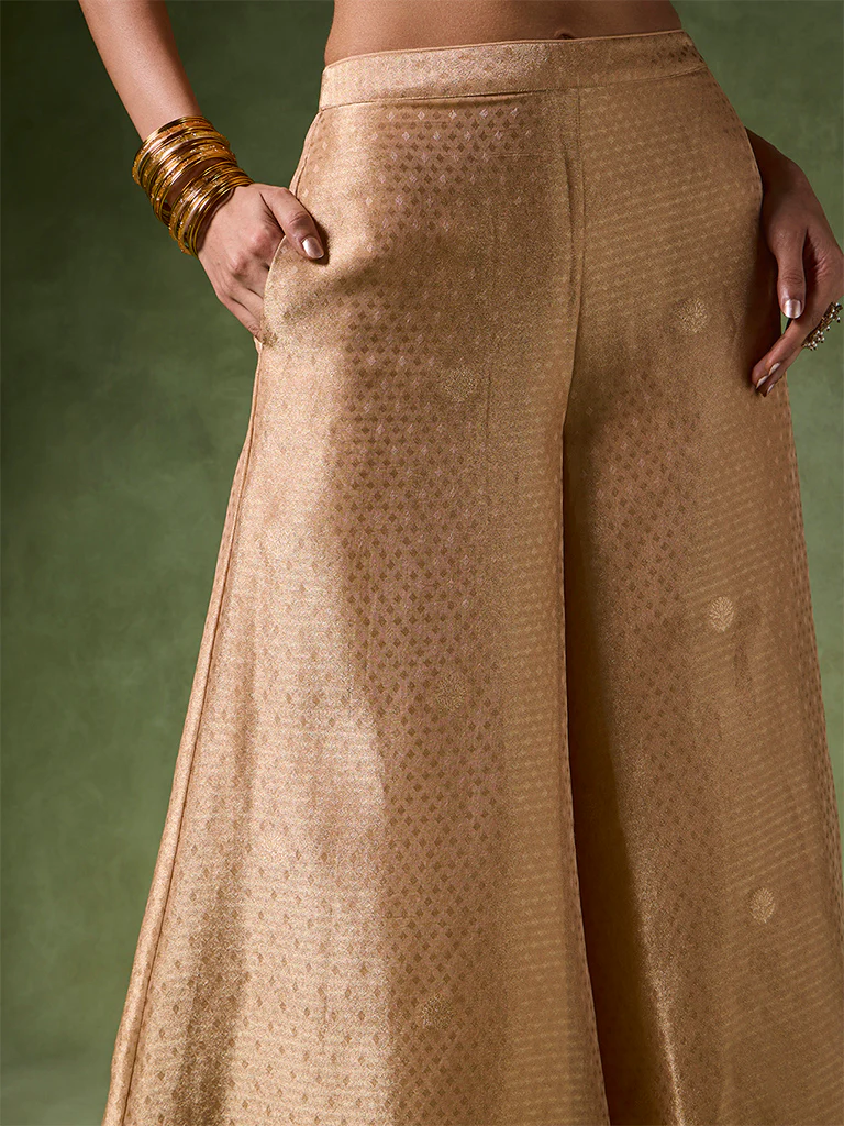 Printed Wide-Leg Palazzo – Gold - Image 3