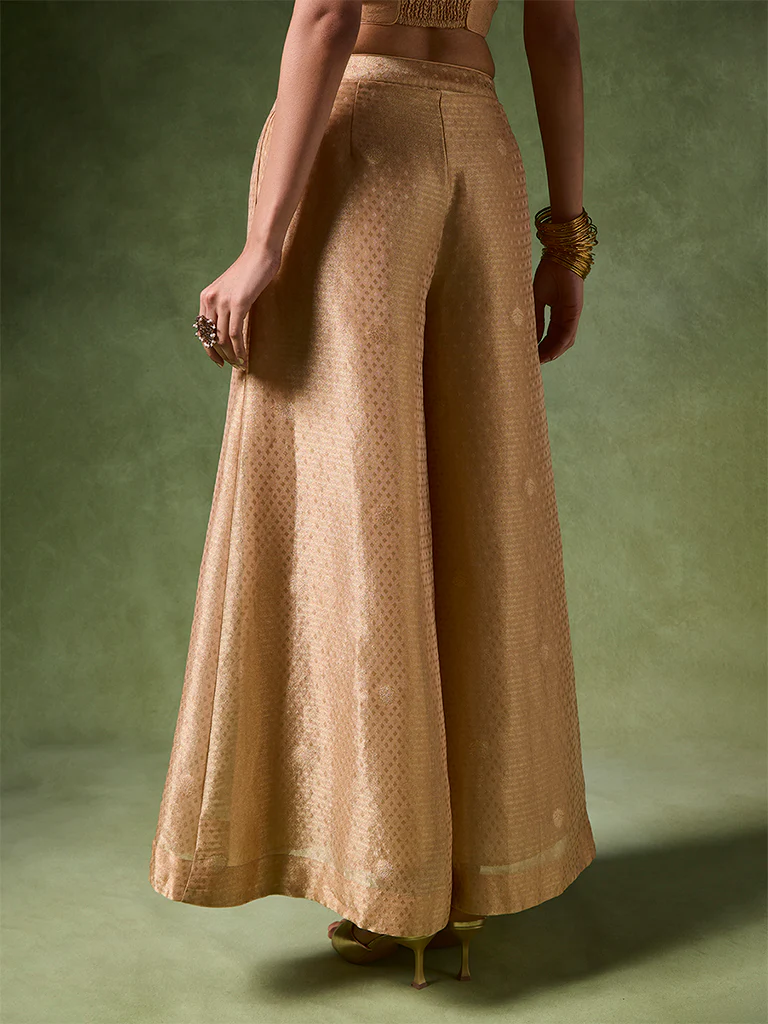 Printed Wide-Leg Palazzo – Gold - Image 4