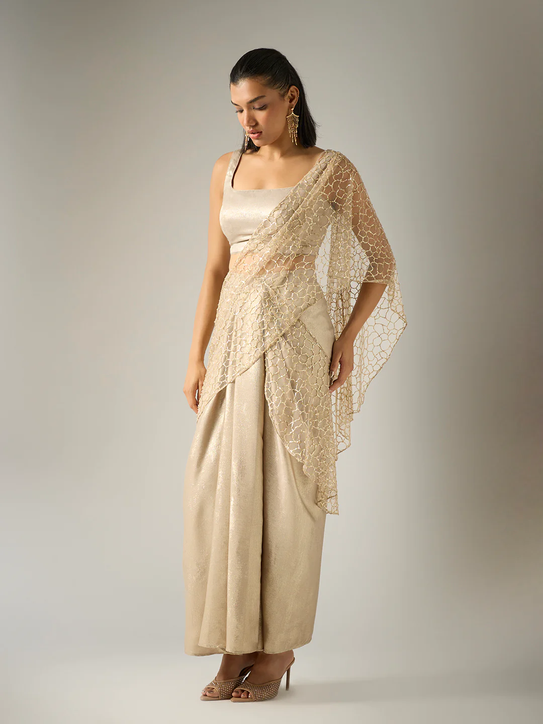 Sequins Cape and Skirt Set