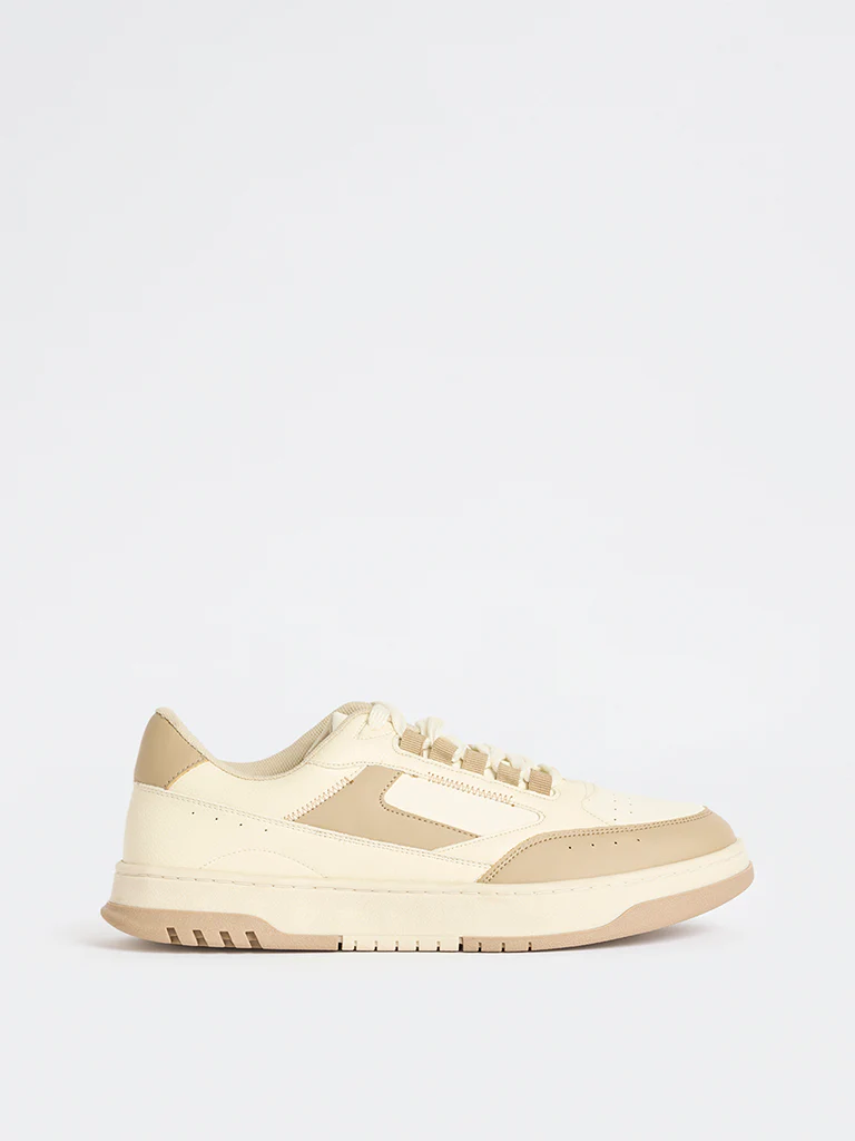 SOLEPLAY Beige Colour-Block Lace-Up Sneakers - Image 2