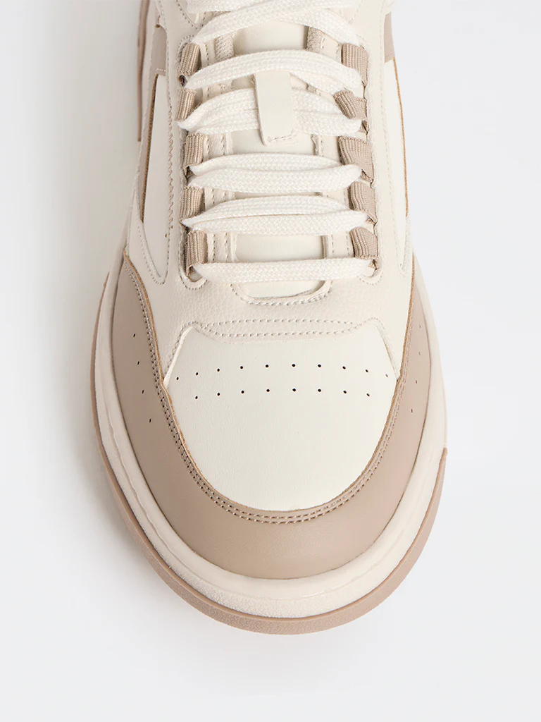 SOLEPLAY Beige Colour-Block Lace-Up Sneakers - Image 4
