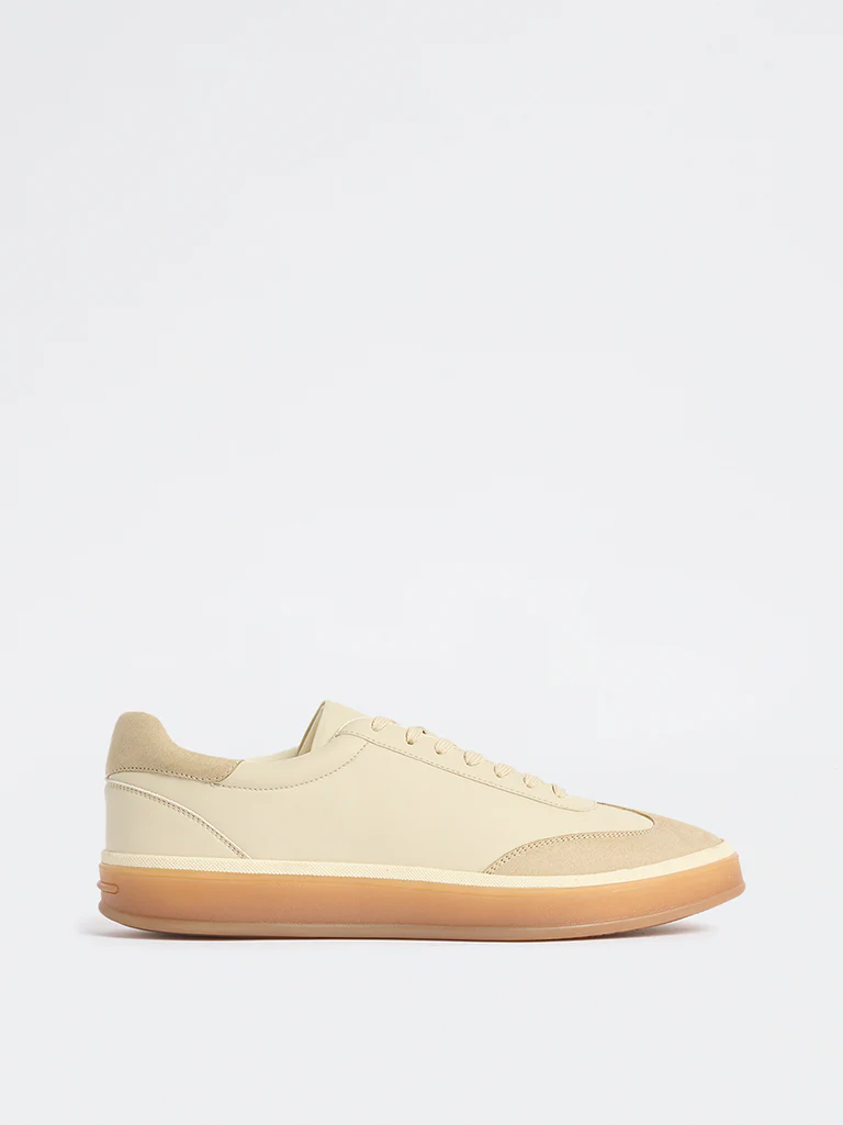 SOLEPLAY Beige Contrast-Detailed Lace-Up Sneakers