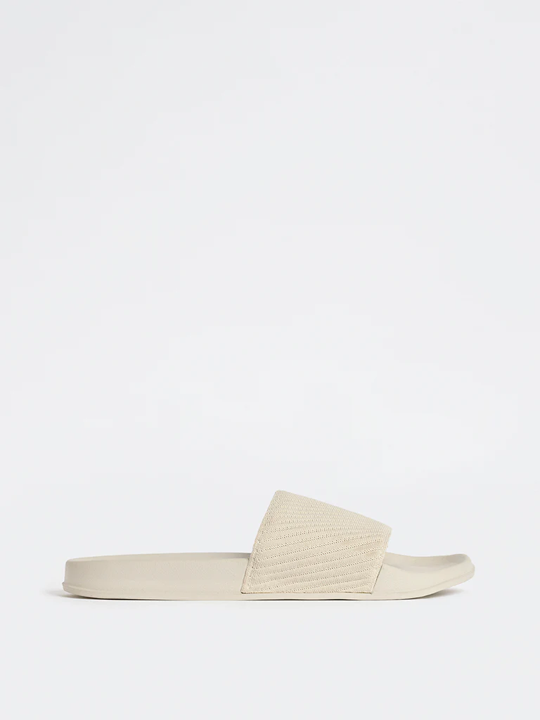 SOLEPLAY Beige Knit-Textured Slides