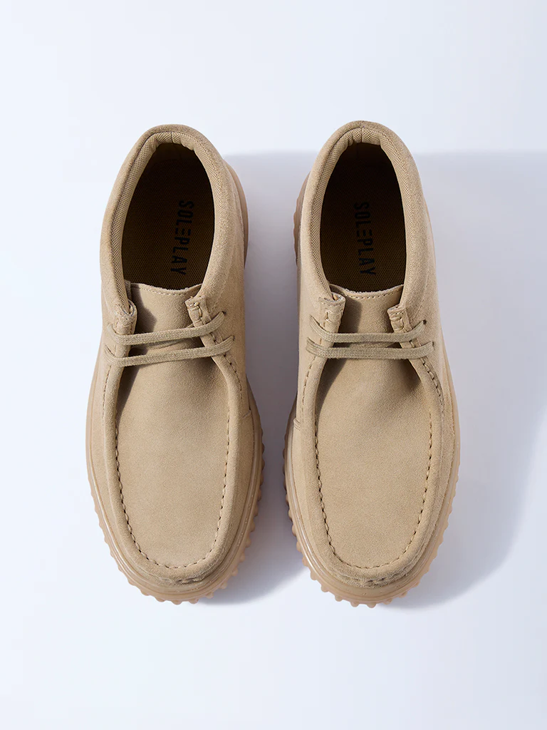SOLEPLAY Beige Lace-Up Suede Leather Shoes - Image 2