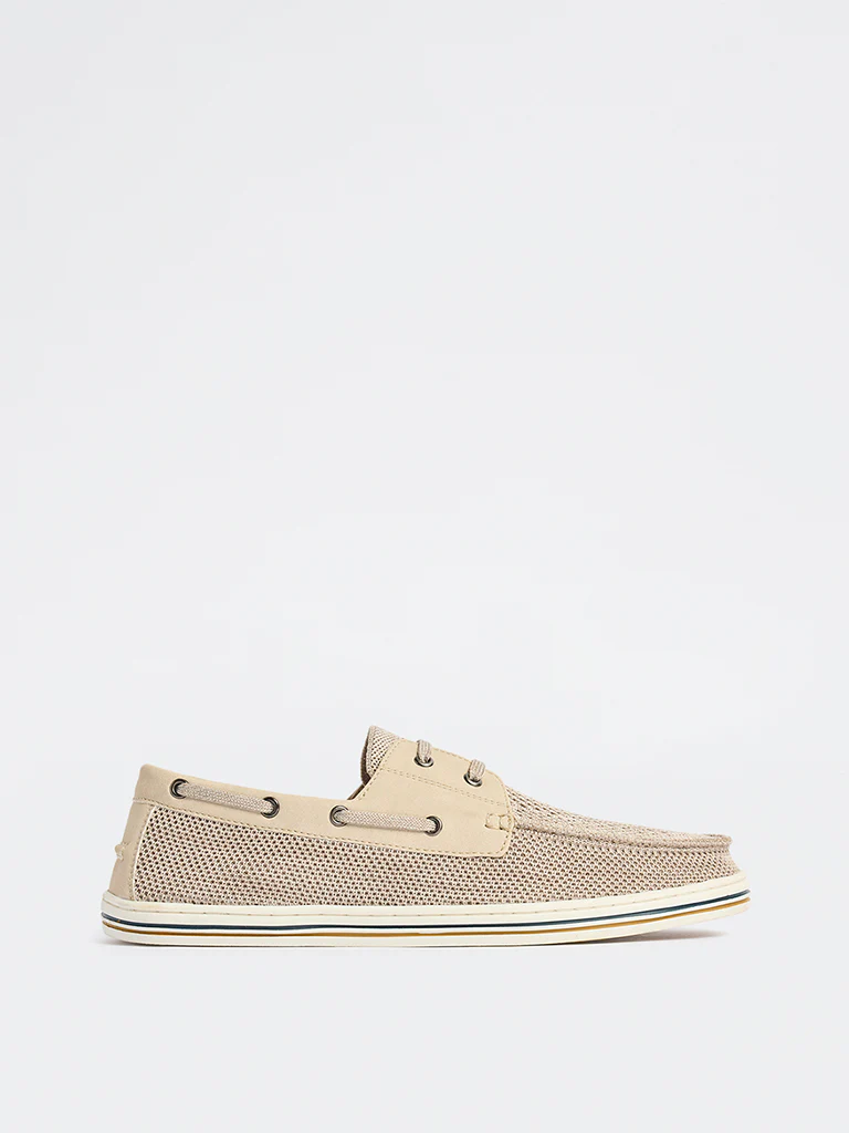 SOLEPLAY Beige Mesh-Detailed Lace-Up Sneakers