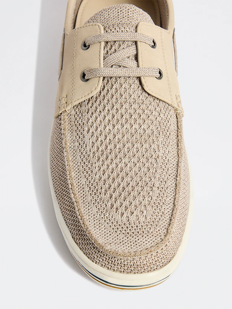 SOLEPLAY Beige Mesh-Detailed Lace-Up Sneakers - Image 3