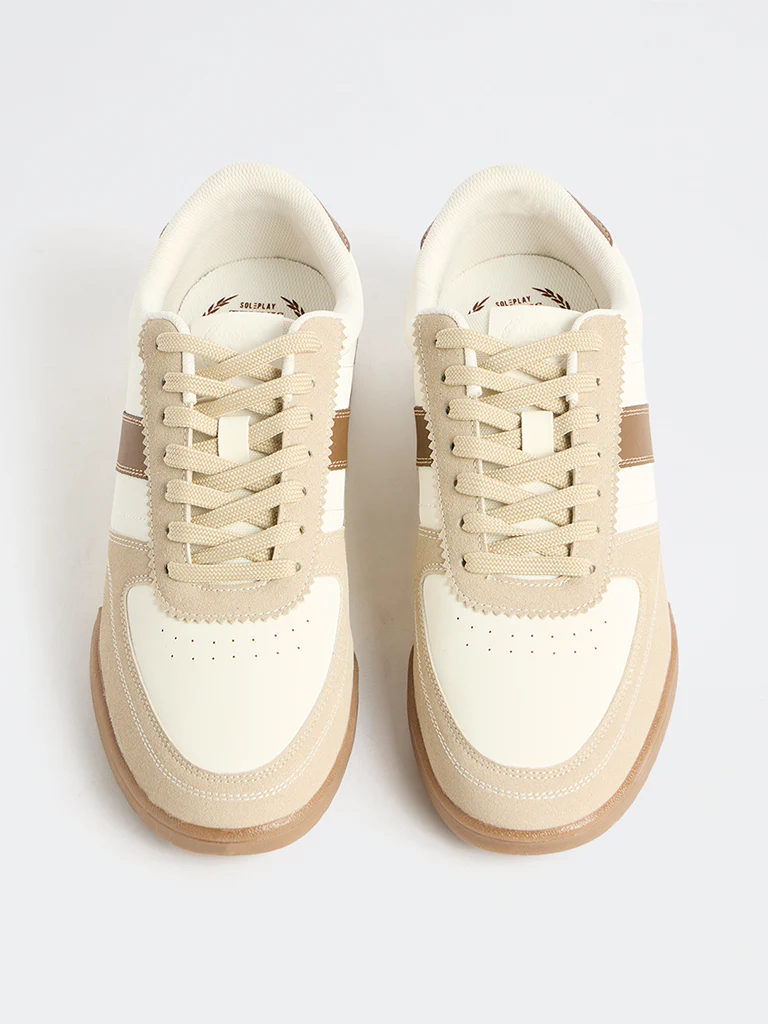 SOLEPLAY Beige Stripe-Detailed Lace-Up Sneakers - Image 3