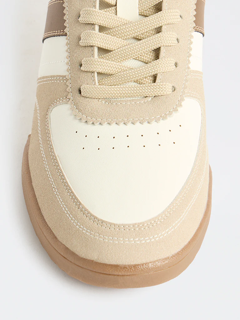 SOLEPLAY Beige Stripe-Detailed Lace-Up Sneakers - Image 4