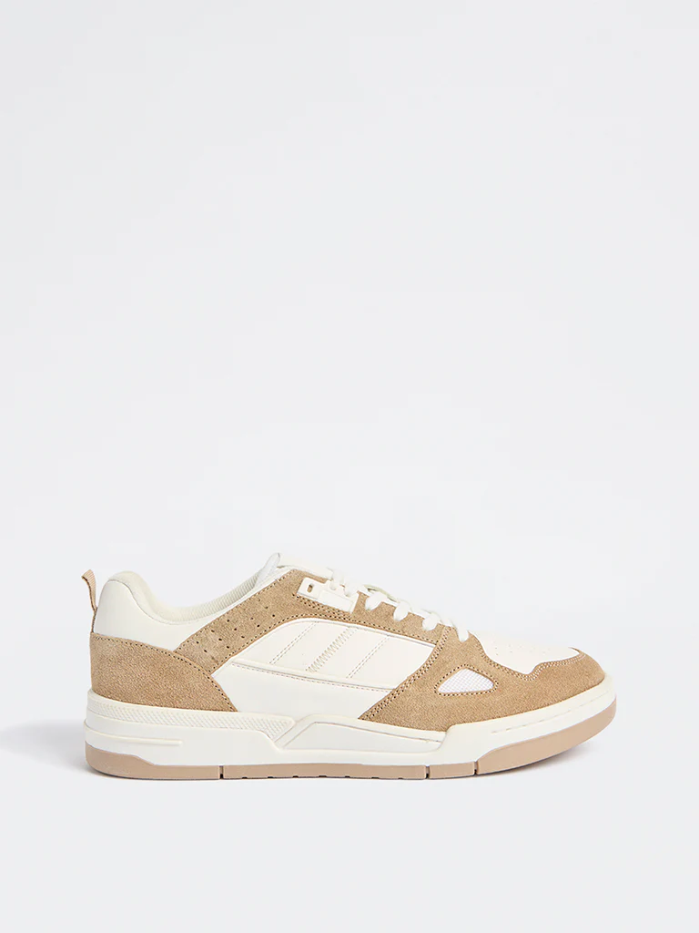 SOLEPLAY Beige Suede-Detailed Lace-Up Sneakers - Image 2