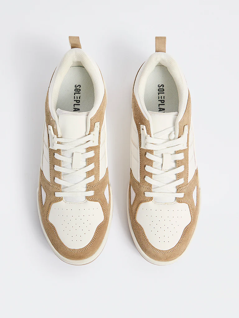 SOLEPLAY Beige Suede-Detailed Lace-Up Sneakers - Image 3
