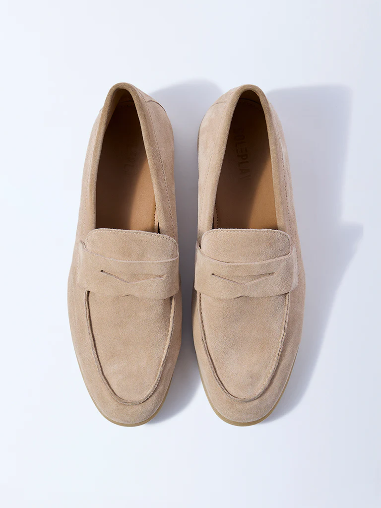 SOLEPLAY Beige Suede Leather Loafers - Image 2