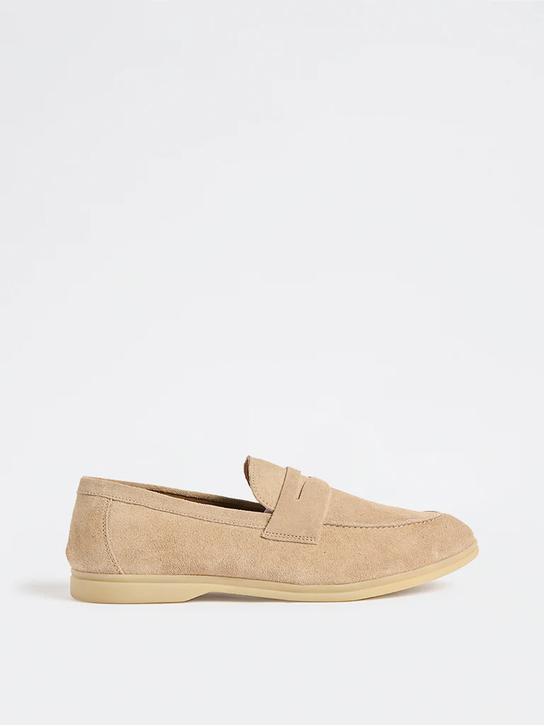SOLEPLAY Beige Suede Penny Loafers - Image 2