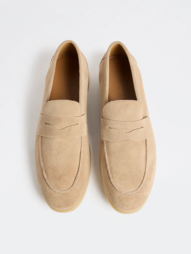 SOLEPLAY Beige Suede Penny Loafers - Image 3