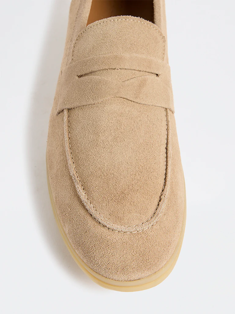 SOLEPLAY Beige Suede Penny Loafers - Image 4