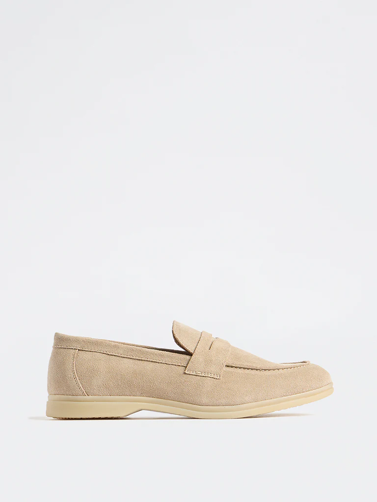 SOLEPLAY Beige Suede Penny Loafers - Image 2