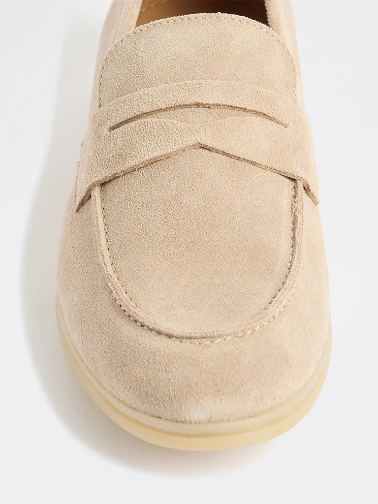 SOLEPLAY Beige Suede Penny Loafers - Image 4
