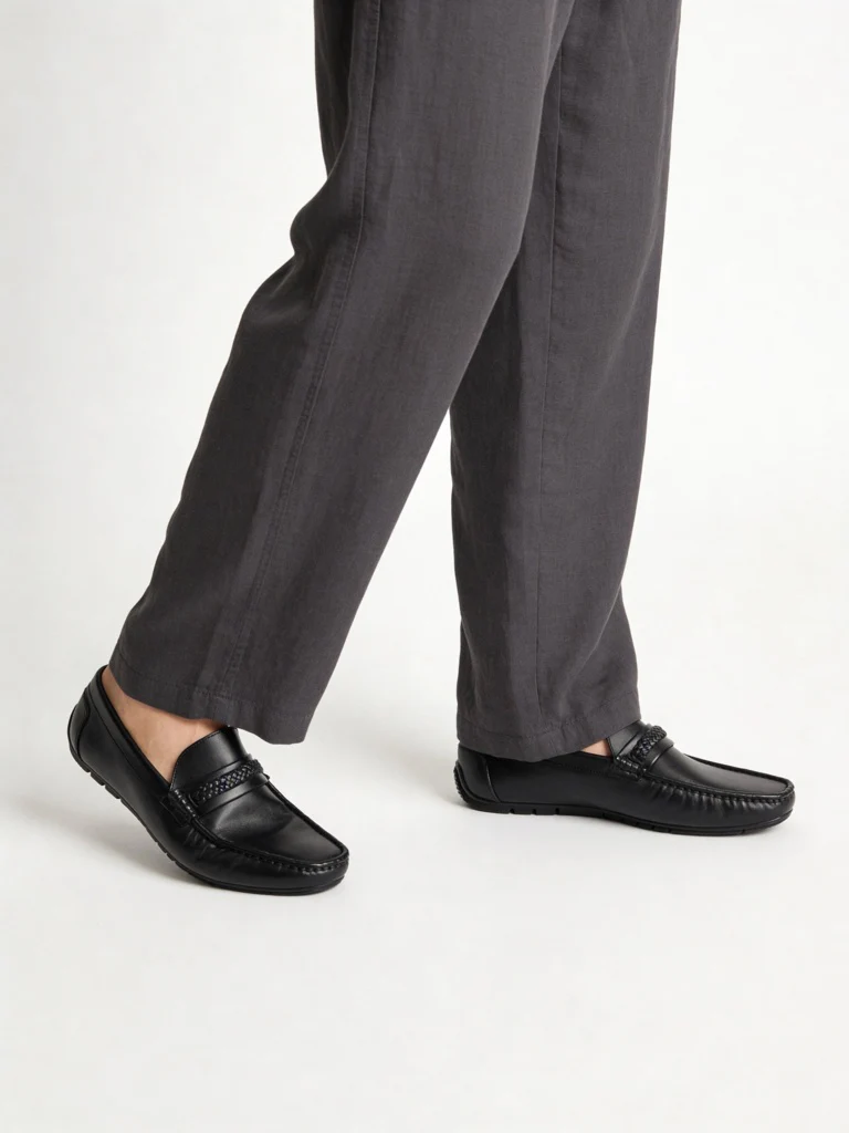 SOLEPLAY Black Braided Penny Loafers
