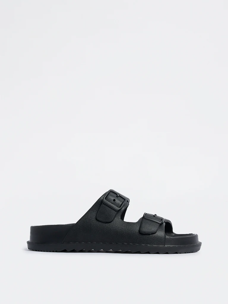 SOLEPLAY Black Buckle-Detailed Slip-On Sandals