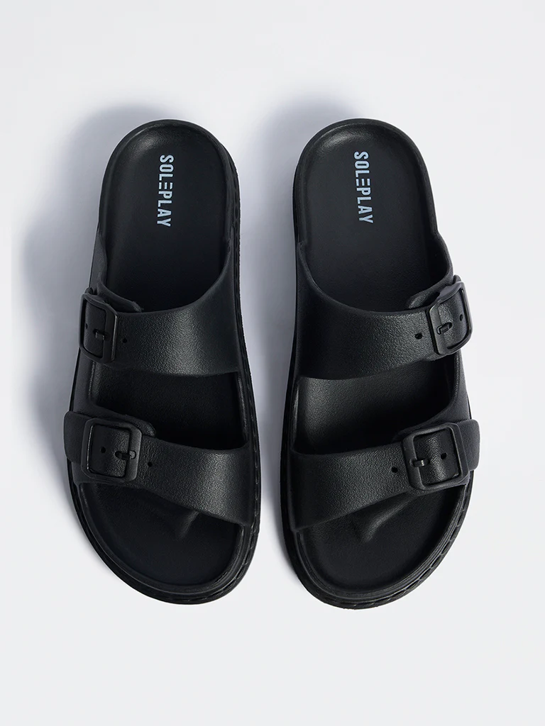 SOLEPLAY Black Buckle-Detailed Slip-On Sandals - Image 2
