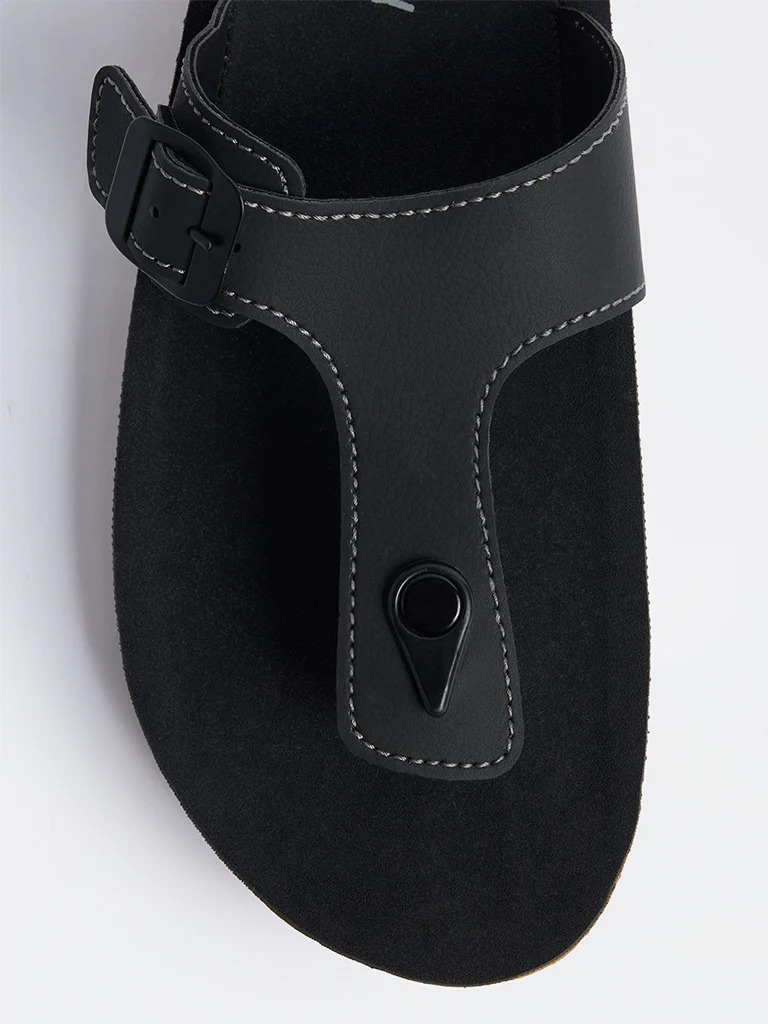 SOLEPLAY Black Buckle-Detailed Thong Strap Sandals - Image 3