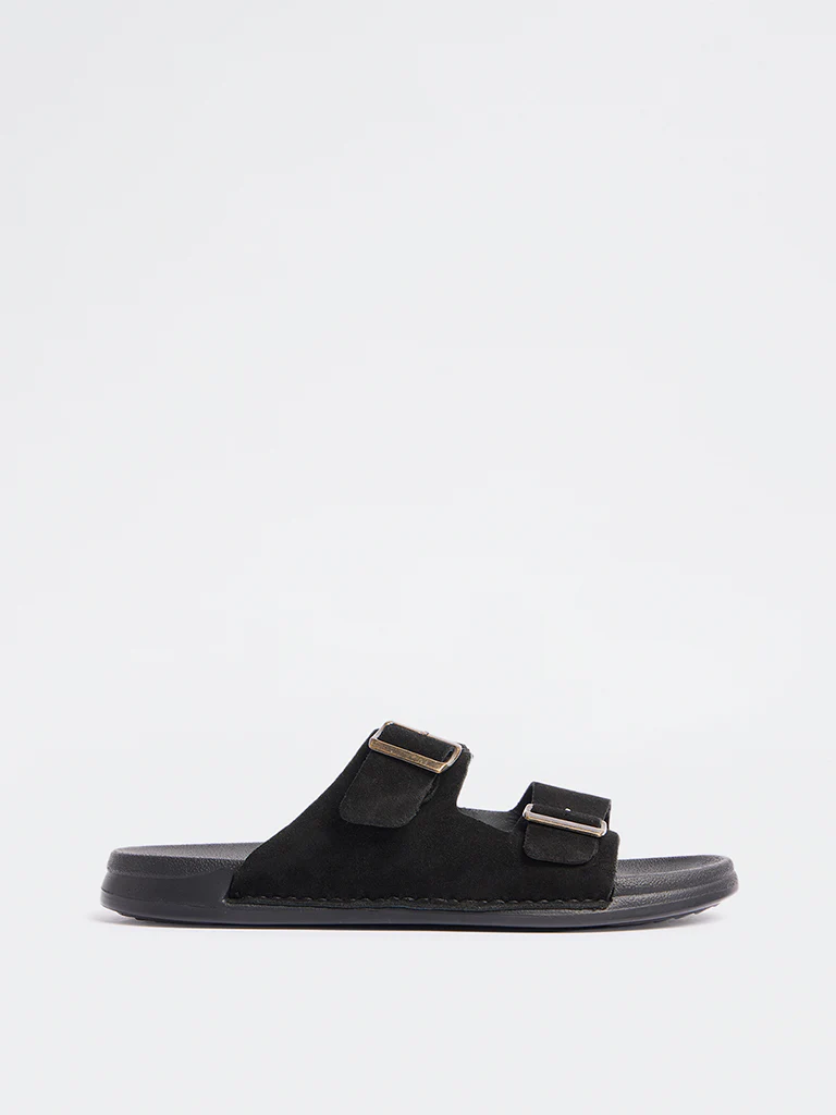 SOLEPLAY Black Dual-Strap Slip-On Sandals