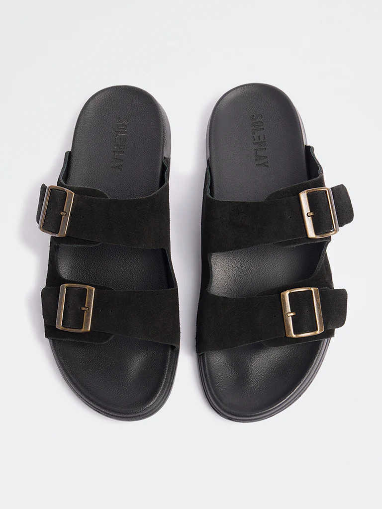 SOLEPLAY Black Dual-Strap Slip-On Sandals - Image 2