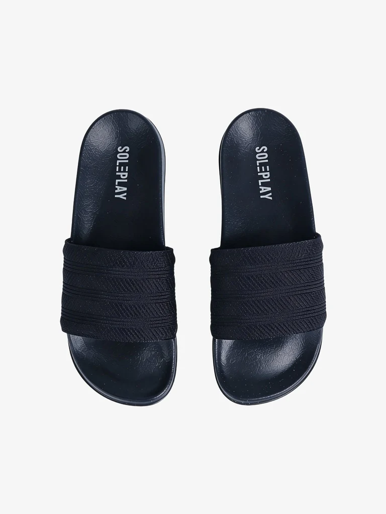 SOLEPLAY Black Knit Slides - Image 3