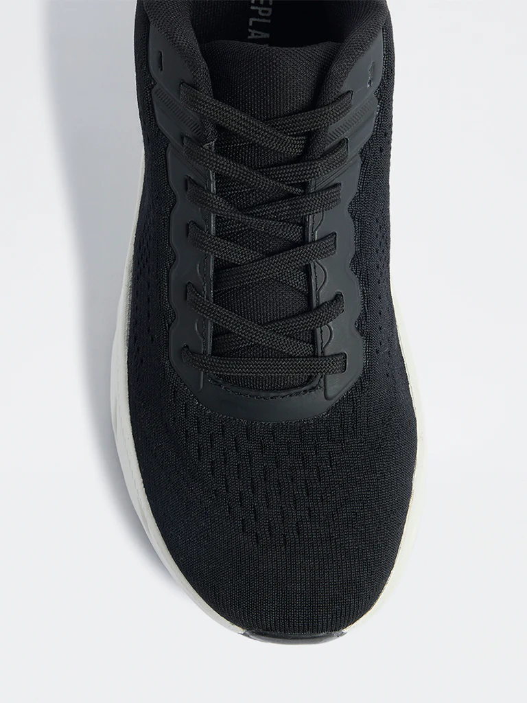 SOLEPLAY Black Knit-Textured Lace-Up Sneakers - Image 4